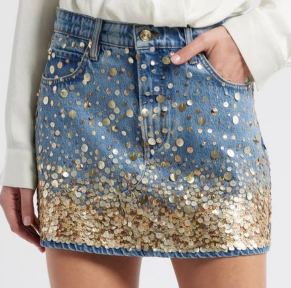 Frame The Champagne Denim Miniskirt - Picture 7 of 8